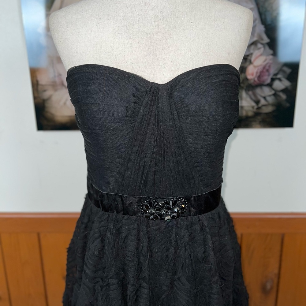 Beautiful Adrianna Papell Pleat Bodice Rosette Gown! - Picture 3 of 7